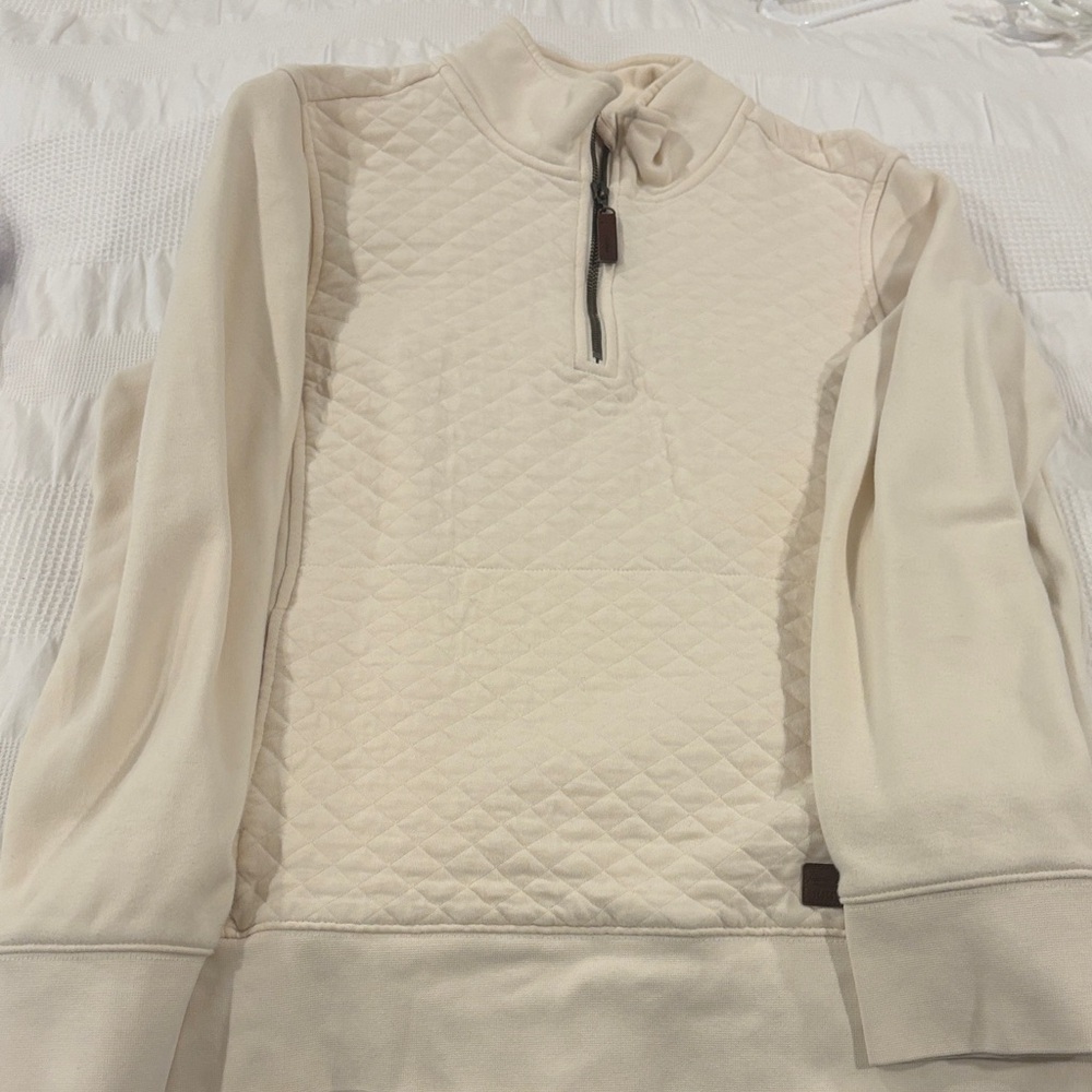 Cream Quilted Half-Zip Pullover